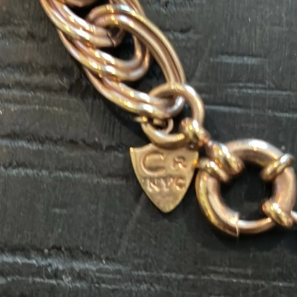 Signed CR NYC Link Gold Tone Bracelet Vintage​​​